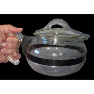 VINTAGE MCM ~ PYREX 8126B ~ 6 CUP 30oz GLASS TEA POT & LID FLAME WARE ~ USA Made